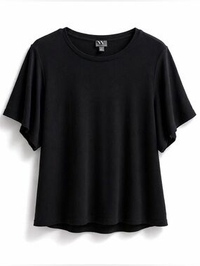 Worthington Black Tee 2X Relaxed Fit Short Sleeve Stretch Basic Top